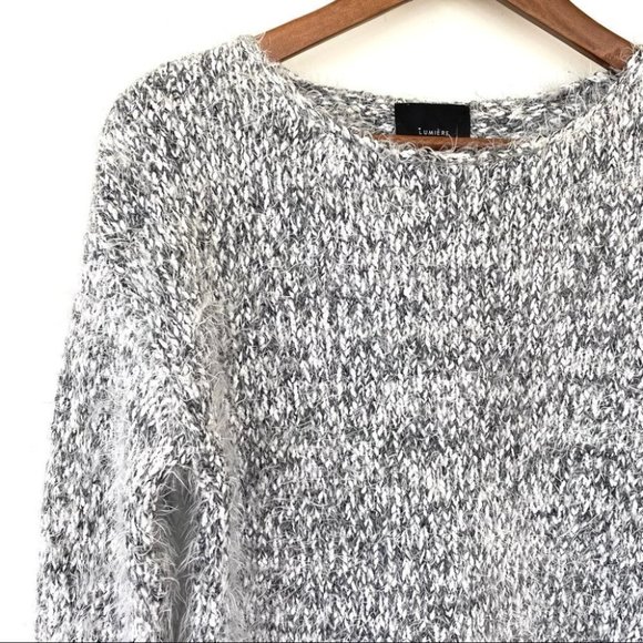 Lumiere crew neck sweater with  dolman cut sleeves, oversized, soft fuzzy knit - Picture 3 of 8